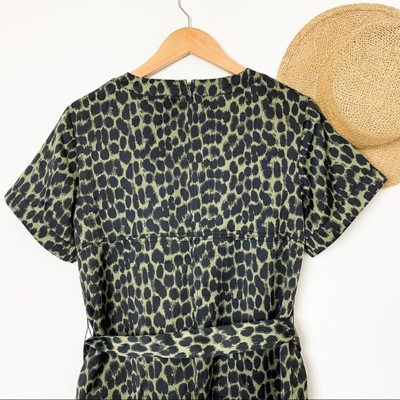 Banana Republic Green Black Animal Print Dress M Medium - Picture 12 of 13